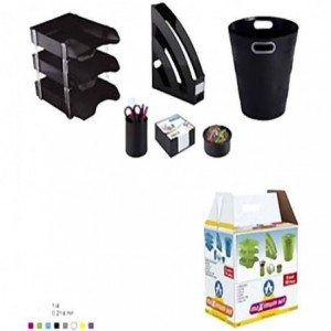 Set organizare birou, negru, din 8 piese, ARK