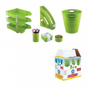 Set organizare birou, verde, din 8 piese, ARK