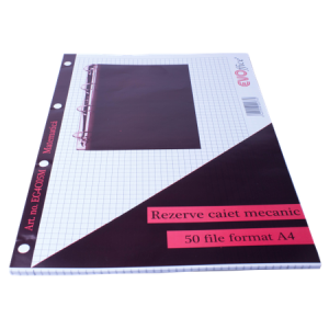 Rezerva caiet mecanic A4 50 file/set matematica EVOffice - ACOMI.ro