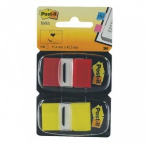 Post-it Index Clasic 25,4 x 43,7mm 50 file, 2 bucati/pachet rosu/galben - ACOMI.ro