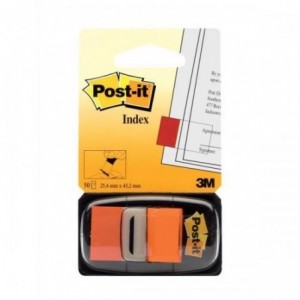 Post-it® Index Clasic, portocaliu, 50 file - ACOMI.ro