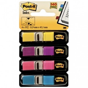 Post-it® Index Mini, 4 culori neon, 35 file/culoare - ACOMI.ro