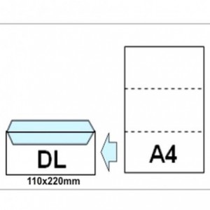 Plic DL (110x220mm) siliconic alb, fereastra dreapta, 1000 buc/cutie, RKV - ACOMI.ro