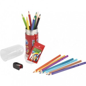 Set cadou Racheta 8 creioane colorate Grip si ascutitoare Faber-Castell - ACOMI.ro