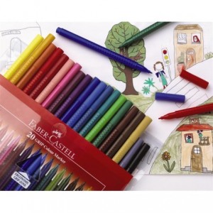 Carioca 20 culori/etui plastic, Grip Faber-Castell - ACOMI.ro