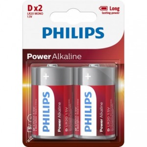 Baterie POWER ALKALINE D 2 buc/blister, PHILIPS - ACOMI.ro