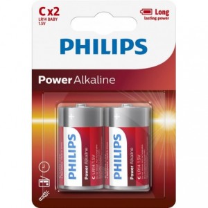 Baterie POWER ALKALINE C 2 buc/blister, PHILIPS - ACOMI.ro