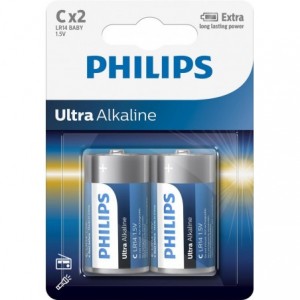 Baterie ULTRA ALKALINE C, 2 BUC, PHILIPS - ACOMI.ro