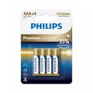 Baterie PREMIUM ALKALINE AAA 4 buc/blister, PHILIPS - ACOMI.ro