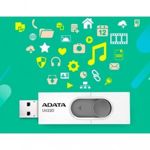 Memorie USB UV220 16GB, alb/gri, ADATA - ACOMI.ro