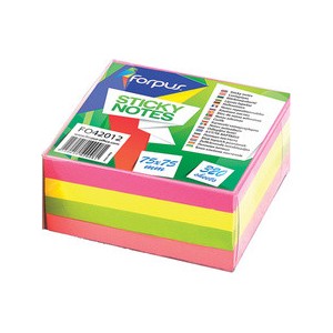 Cub notes adeziv 75x75mm, 320 file, 4 culori neon in dispenser, FORPUS - ACOMI.ro