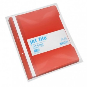 Dosar plastic cu sina si perforatii, JETFILE, 100 buc/set rosu · ACOMI.ro