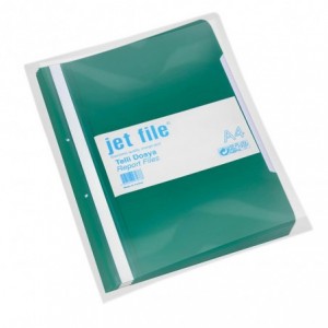 Dosar plastic cu sina si perforatii, JETFILE, 100 buc/set verde · ACOMI.ro