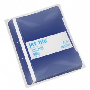 Dosar plastic cu sina si perforatii, JETFILE, 100 buc/set bleumarin · ACOMI.ro