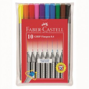 Liner FABER CASTELL Grip set 10 culori, 0.4mm