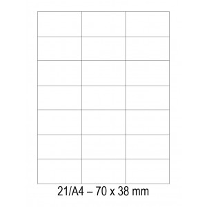 Etichete albe autoadezive  21/A4, 70 x 38 mm, 100 coli/top - ACOMI.ro