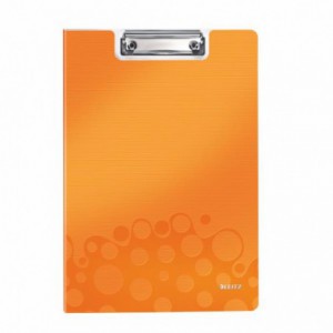 Clipboard dublu A4 portocaliu-metalizat, plastifiat PVC, LEITZ Wow