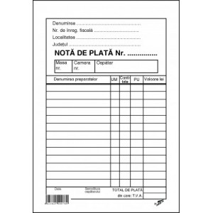 NOTA PLATA OSPATAR AUTOCOPIATIVA CU PERFOR - ACOMI.ro