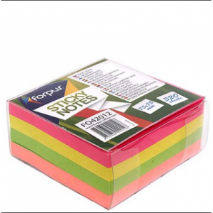 Cub notes adeziv 75x75mm, 320 file, 4 culori neon in dispenser, FORPUS - ACOMI.ro