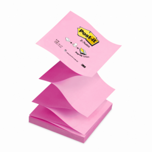 Notite adezive Post-it® Z, 76x76 mm, pastel alternand roz-galben, 100 file/buc - ACOMI.ro