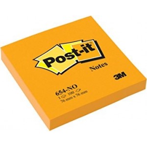 Notite adezive Post-it® neon, 76x76 mm, orange, 100 file/buc - ACOMI.ro